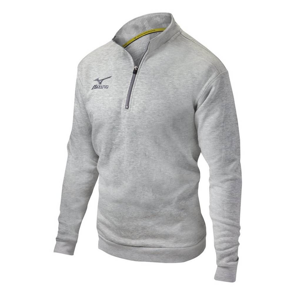 Mizuno 1/2 Zip Fleece - Erkek Pullover - Kırmızı Gri Türkiye (CGRBEK-619)